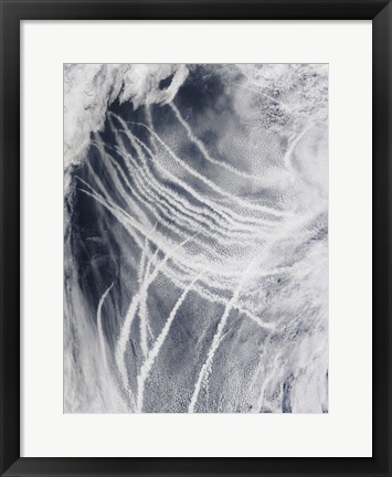 Framed Ship Tracks the Northern Pacific Ocean Print