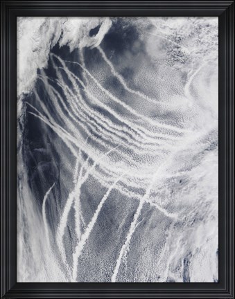 Framed Ship Tracks the Northern Pacific Ocean Print