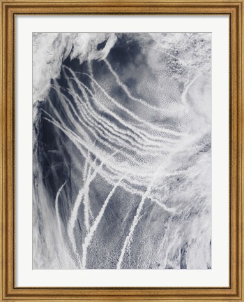 Framed Ship Tracks the Northern Pacific Ocean Print