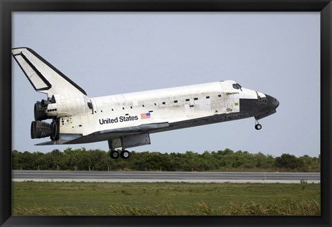 Framed Space Shuttle Discovery Approaches Landing on the Runway at the Kennedy Space Center Print