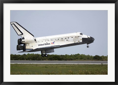 Framed Space Shuttle Discovery Approaches Landing on the Runway at the Kennedy Space Center Print