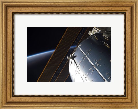 Framed Portion of the International Space Station&#39;s Columbus Laboratory and Solar Array Panels Print