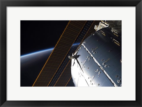 Framed Portion of the International Space Station&#39;s Columbus Laboratory and Solar Array Panels Print