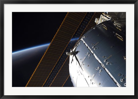 Framed Portion of the International Space Station&#39;s Columbus Laboratory and Solar Array Panels Print