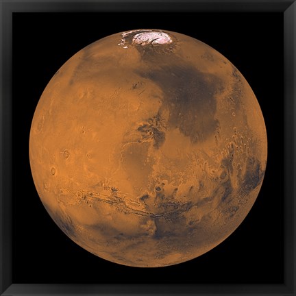 Framed Global Color View of Mars Print