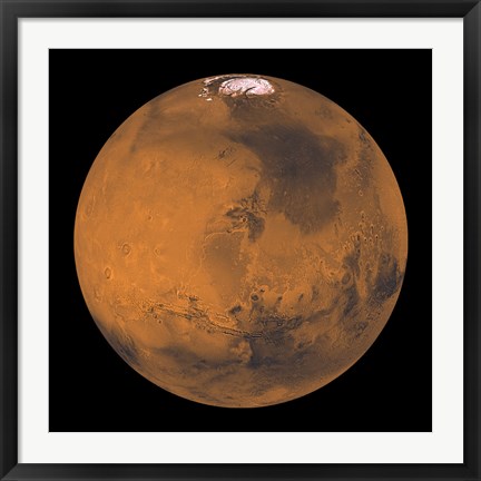 Framed Global Color View of Mars Print