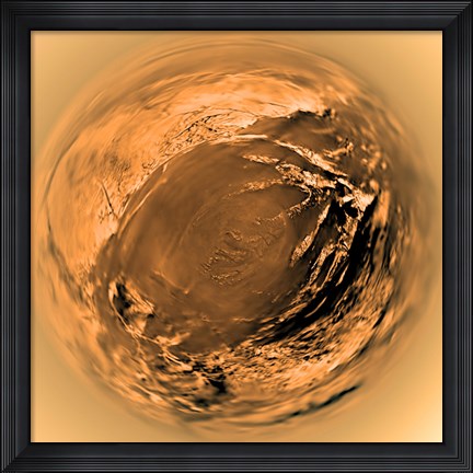 Framed Fish-Eye View of Titan&#39;s Surface Print
