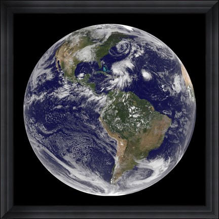 Framed View of the Full Earth and Four Storm Systems Print
