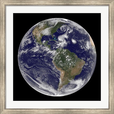 Framed View of the Full Earth and Four Storm Systems Print