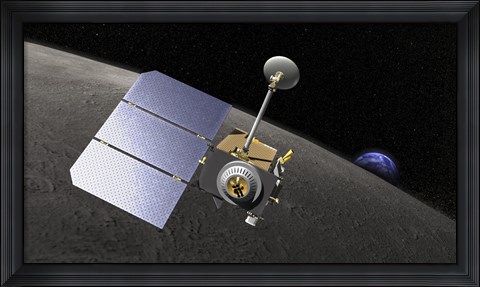 Framed Artist&#39;s concept of the Lunar Reconnaissance Orbiter Print