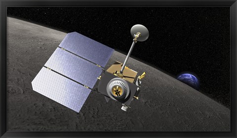 Framed Artist&#39;s concept of the Lunar Reconnaissance Orbiter Print