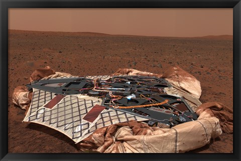 Framed Rover&#39;s Landing Site, the Columbia Memorial Station, at Gusev Crater, Mars Print