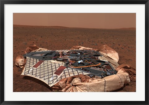 Framed Rover&#39;s Landing Site, the Columbia Memorial Station, at Gusev Crater, Mars Print