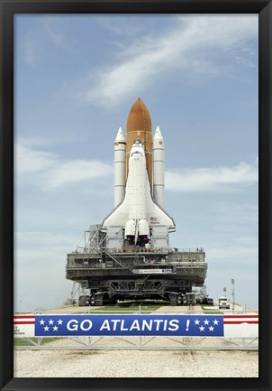 Framed Space Shuttle Atlantis Approaches the Top of Launch Pad 39A at Kennedy Space Center Print