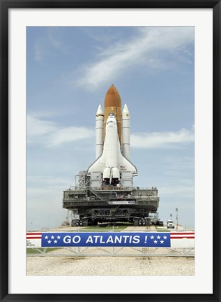 Framed Space Shuttle Atlantis Approaches the Top of Launch Pad 39A at Kennedy Space Center Print