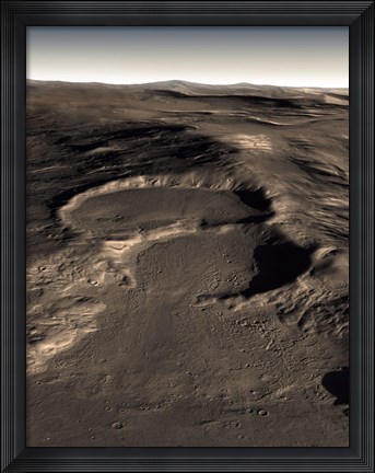 Framed Three Craters in the Eastern Hellas Region of Mars Print