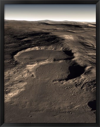 Framed Three Craters in the Eastern Hellas Region of Mars Print