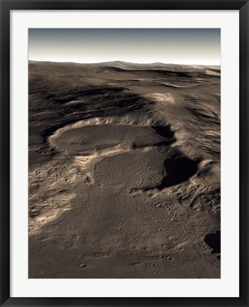 Framed Three Craters in the Eastern Hellas Region of Mars Print