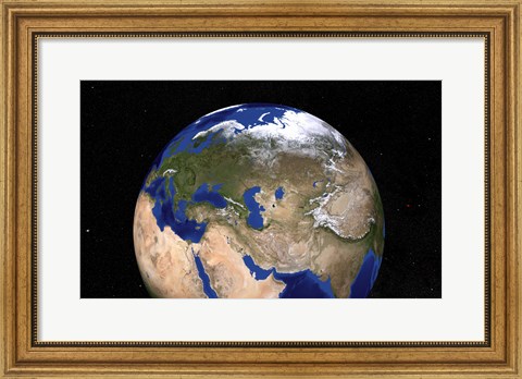 Framed Blue Marble Next Generation Earth showing the Middle East Print