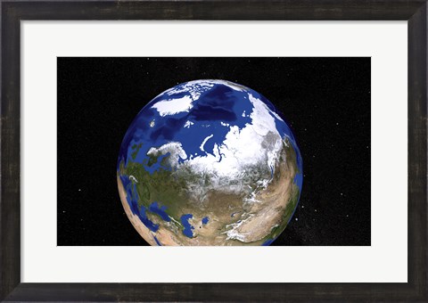 Framed View of Earth Showing the Arctic Region Print