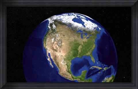 Framed Blue Marble Next Generation Earth Showing North America Print