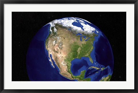 Framed Blue Marble Next Generation Earth Showing North America Print