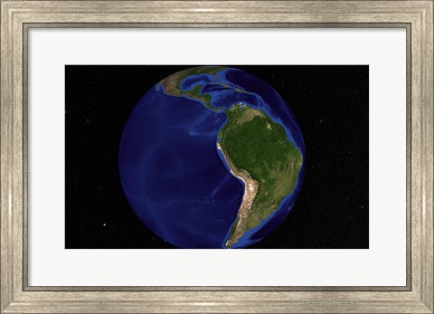 Framed Blue Marble Next Generation Earth Showing South America Print