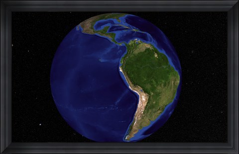 Framed Blue Marble Next Generation Earth Showing South America Print