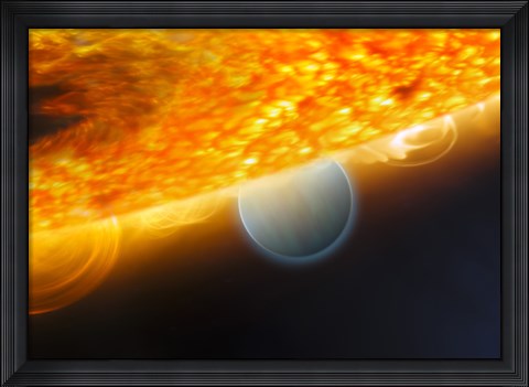 Framed Artist&#39;s Impression of a Jupiter-Size Extrasolar Planet Being Eclipsed by its Parent Star Print