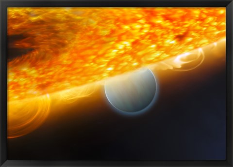 Framed Artist&#39;s Impression of a Jupiter-Size Extrasolar Planet Being Eclipsed by its Parent Star Print