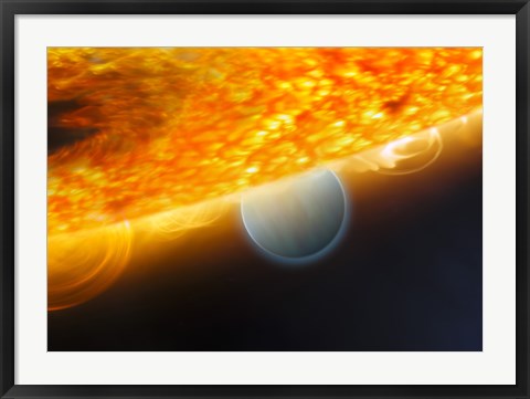 Framed Artist&#39;s Impression of a Jupiter-Size Extrasolar Planet Being Eclipsed by its Parent Star Print