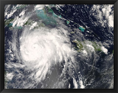Framed Hurricane Gustav over Jamaica Print