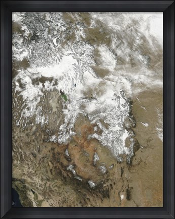 Framed high peaks of the Rocky Mountains covered with snow Print