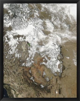 Framed high peaks of the Rocky Mountains covered with snow Print