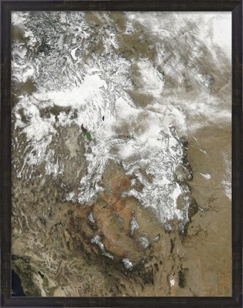 Framed high peaks of the Rocky Mountains covered with snow Print