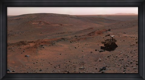 Framed Mars Exploration Rover Spirit on the flank of Husband Hill Print