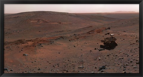 Framed Mars Exploration Rover Spirit on the flank of Husband Hill Print