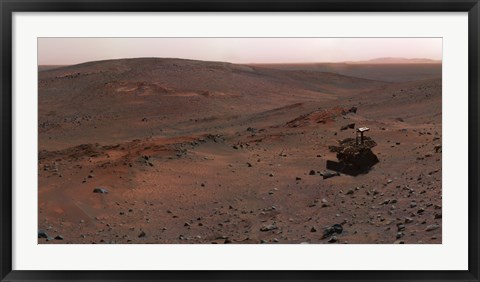 Framed Mars Exploration Rover Spirit on the flank of Husband Hill Print