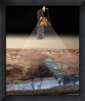 Framed Artist&#39;s View of Odyssey Detecting Ice Print
