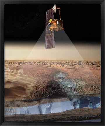 Framed Artist&#39;s View of Odyssey Detecting Ice Print