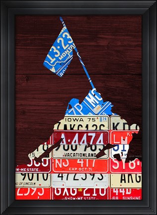 Framed Iwojima License Plate Print