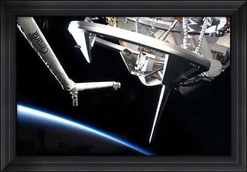 Framed Components of Space Shuttle Discovery Backdropped by Earth&#39;s Horizon Print