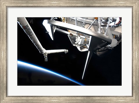 Framed Components of Space Shuttle Discovery Backdropped by Earth&#39;s Horizon Print