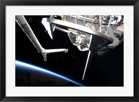 Framed Components of Space Shuttle Discovery Backdropped by Earth&#39;s Horizon Print