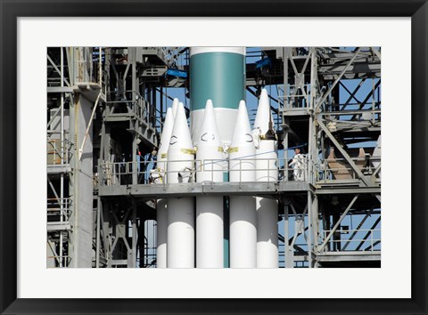 Framed Solid Rocket Boosters are Attached to the Delta II Rocket in the Mobile Service Tower Print