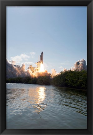 Framed Space Shuttle Discovery launch Print