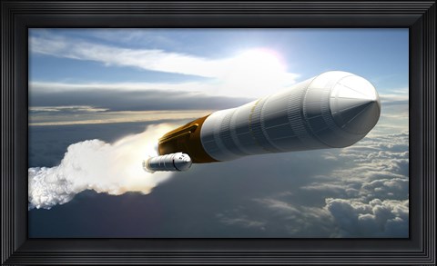 Framed Artist's Concept of a Cargo Launch Vehicle Blast Off Print
