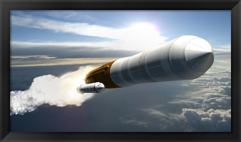 Framed Artist&#39;s Concept of a Cargo Launch Vehicle Blast Off Print