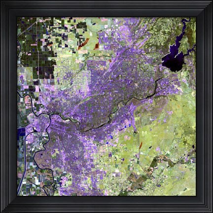 Framed Satellite view of the Sacramento Metropolitan Area Print