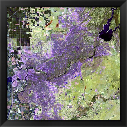 Framed Satellite view of the Sacramento Metropolitan Area Print